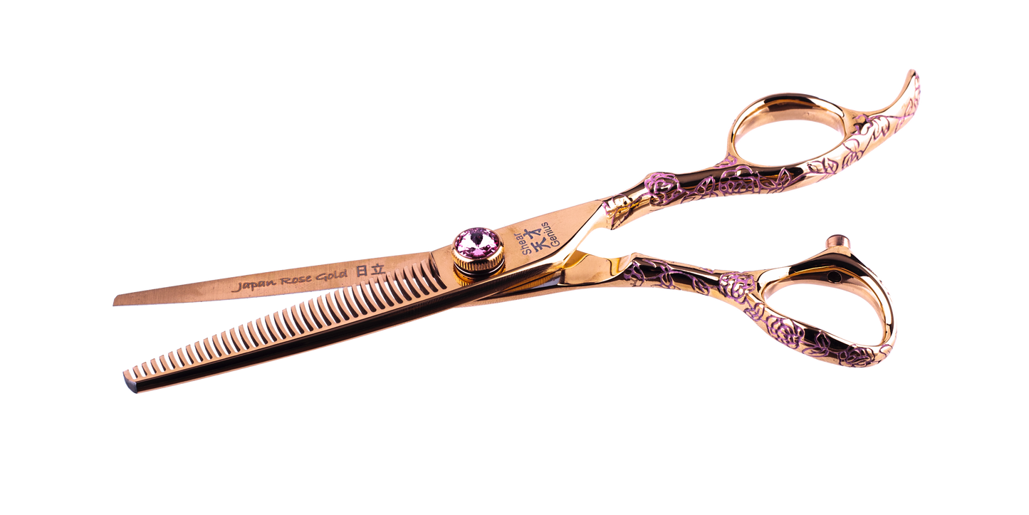 5.5 - 6.6 Rose Tattoo Professional Hairdressing Scissors and 6030 Thinners Bundle