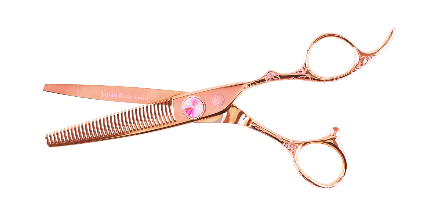 5.5 - 6.6 Rose Tattoo Professional Hairdressing Scissors and 6030 Thinners Bundle