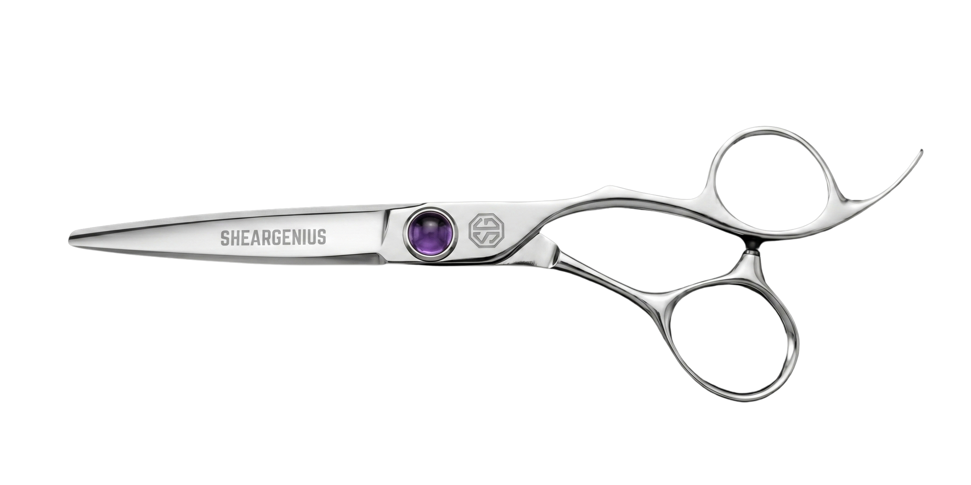Apex Professional Hairdressing Scissors - top down, amethyst screw