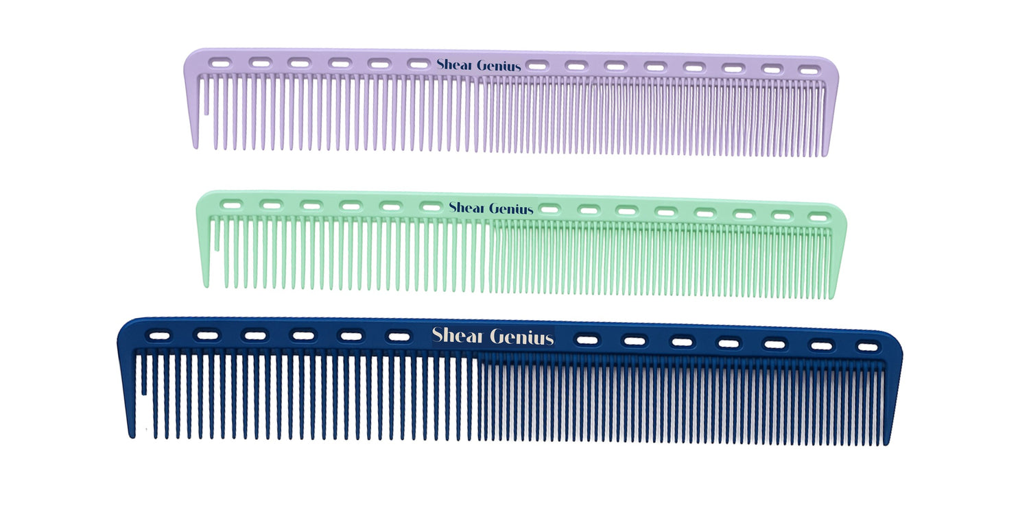 ShearGenius ULTEM Cutting Combs in lavender, mint and navy