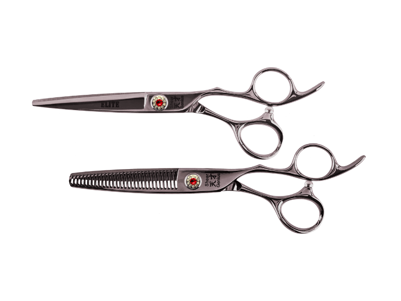 ShearGenius Hairdressing Scissor 5.5 inch / Red Diamante Elite Professional Hairdressing scissor and Thinner Bundle
